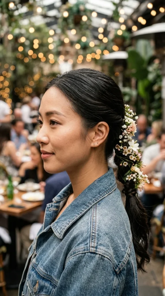 Floral Low Ponytail