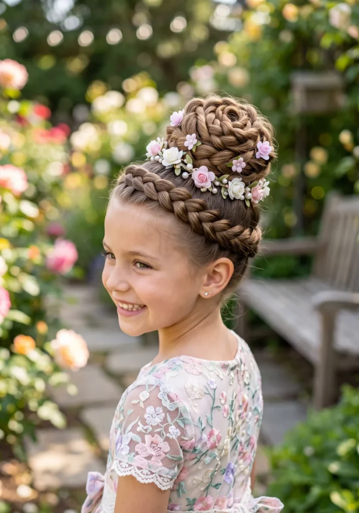 Flower Bun with Braided Base