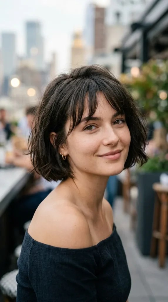 French Bob for Oval Face with Wispy Bangs