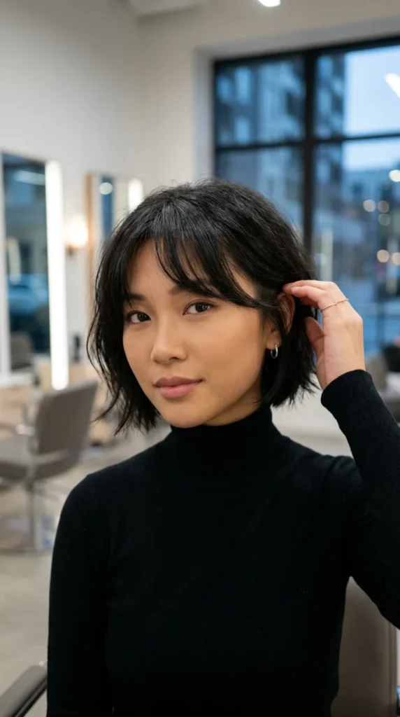 French Bob with Soft Curtain Bangs