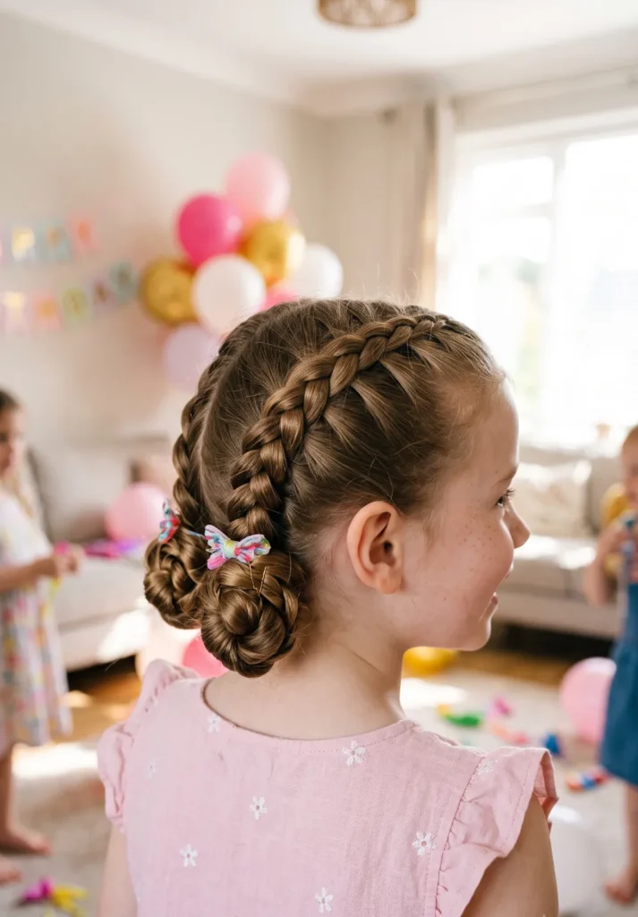 French Braids into Twin Buns