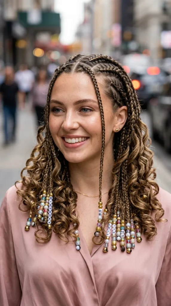 French Curl Braids with Beads