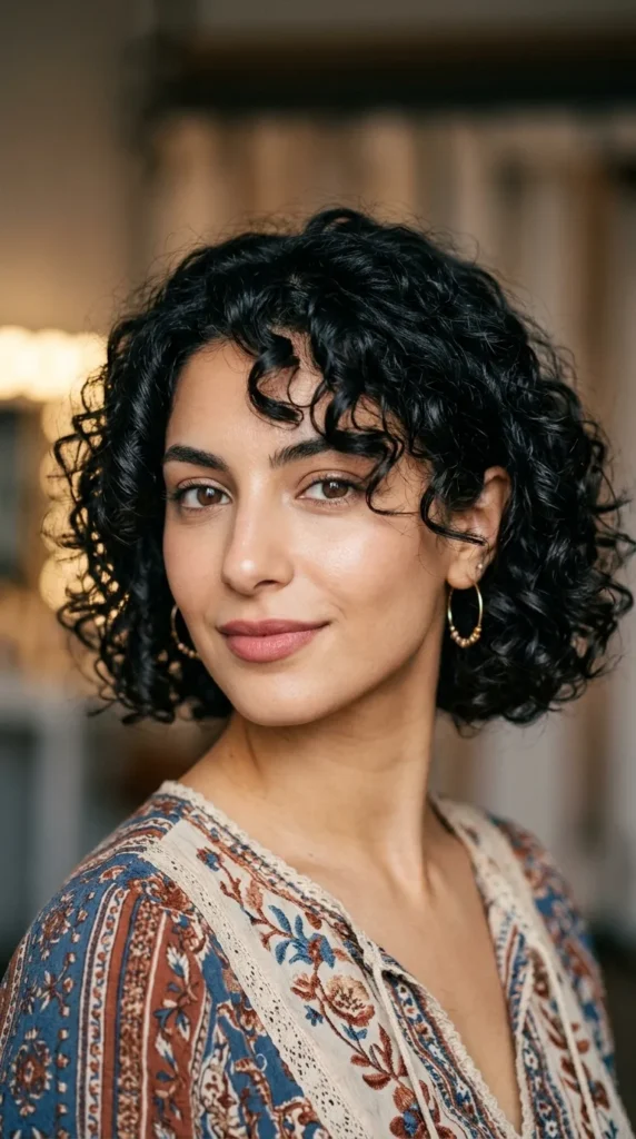 French Curly Bob with Natural Texture