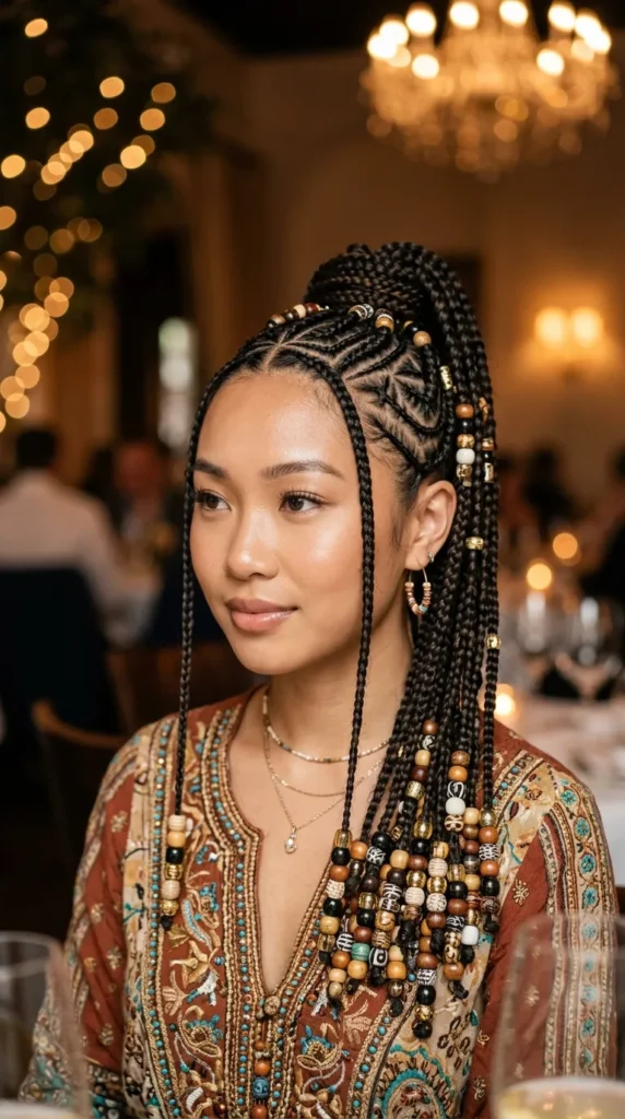 Fulani Braid Ponytail with Beads