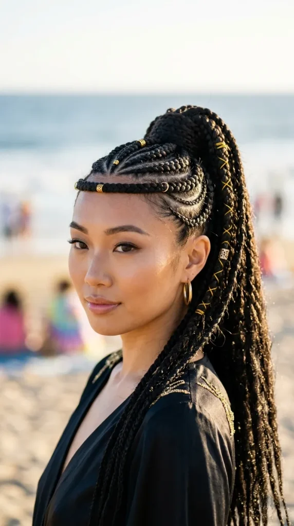 Fulani Braids into a Ponytail