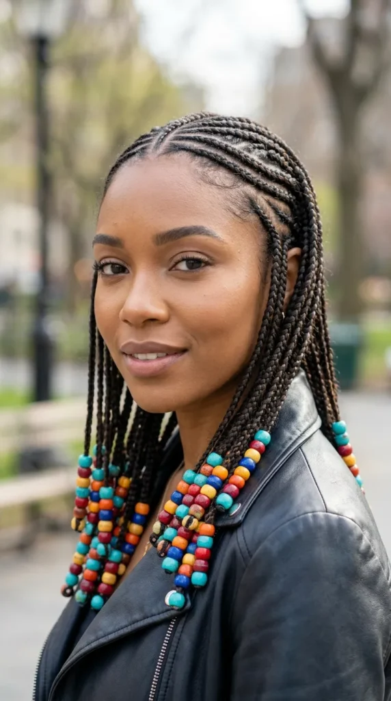 Fulani Braids with Colorful Beads