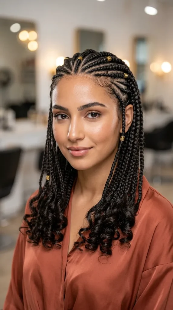 Fulani Braids with Curled Ends