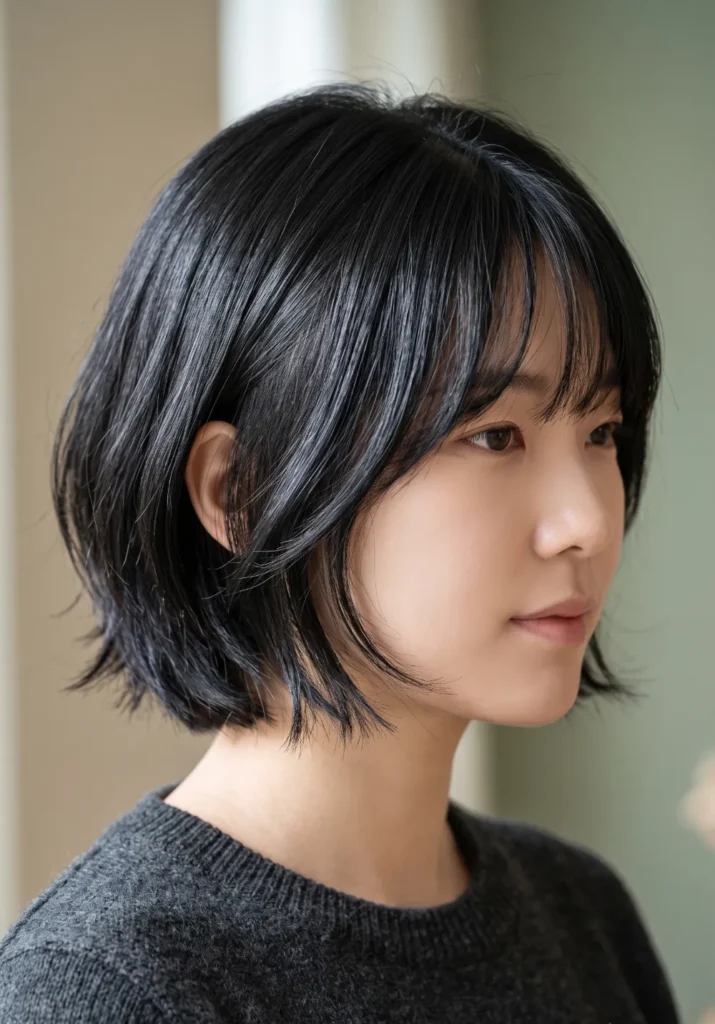 Glossy Black Korean Bob
