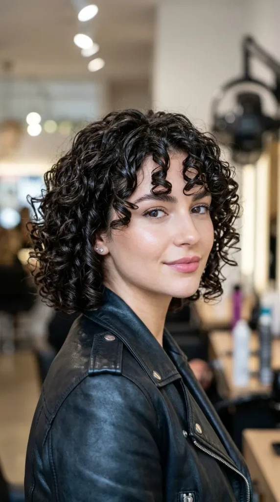 Glossy Curly Bob with Defined Curls