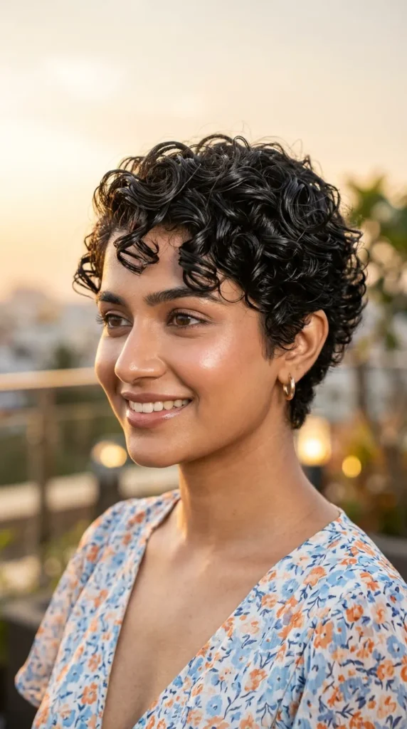 Glossy Defined Curly Pixie