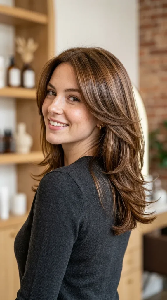 Glossy Medium Layered Hair