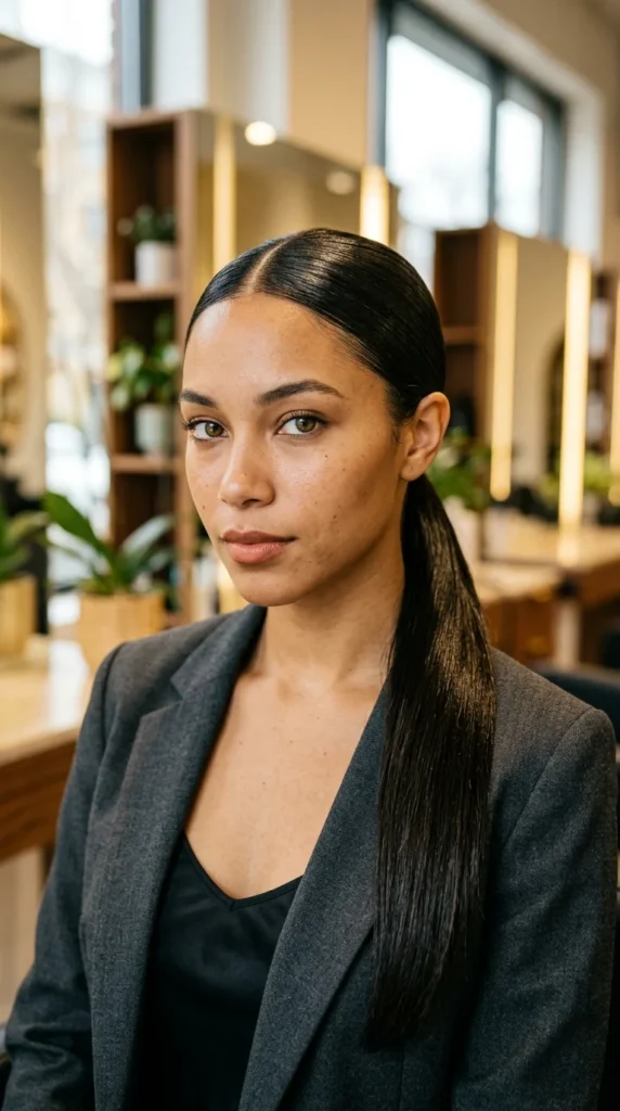 Glossy Sleek Low Ponytail