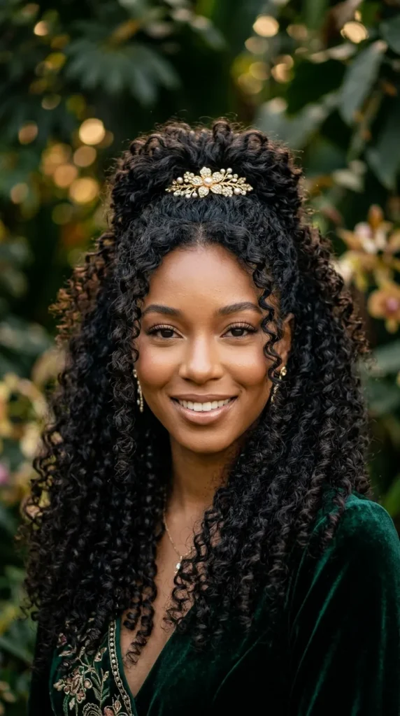 Half-Up Half-Down Curly Hairstyle