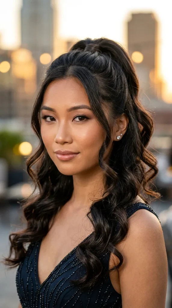 Half-Up Half-Down with Loose Curls