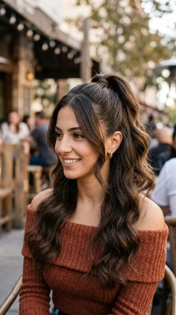 Half-Up Ponytail with Loose Waves