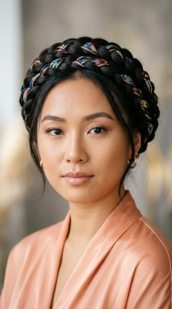 Halo Braid with Ribbon