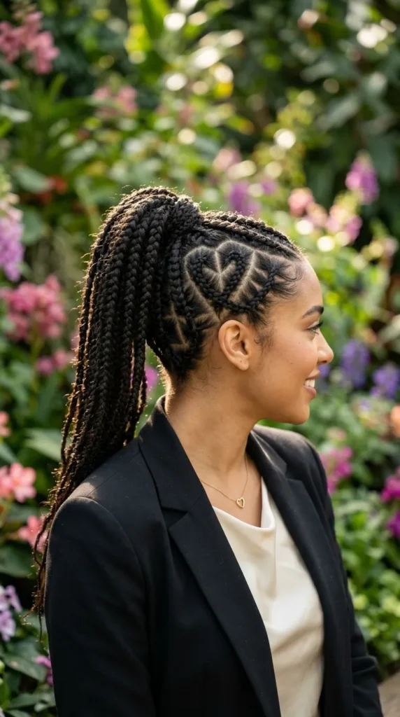 Heart-Part Ponytail Braids