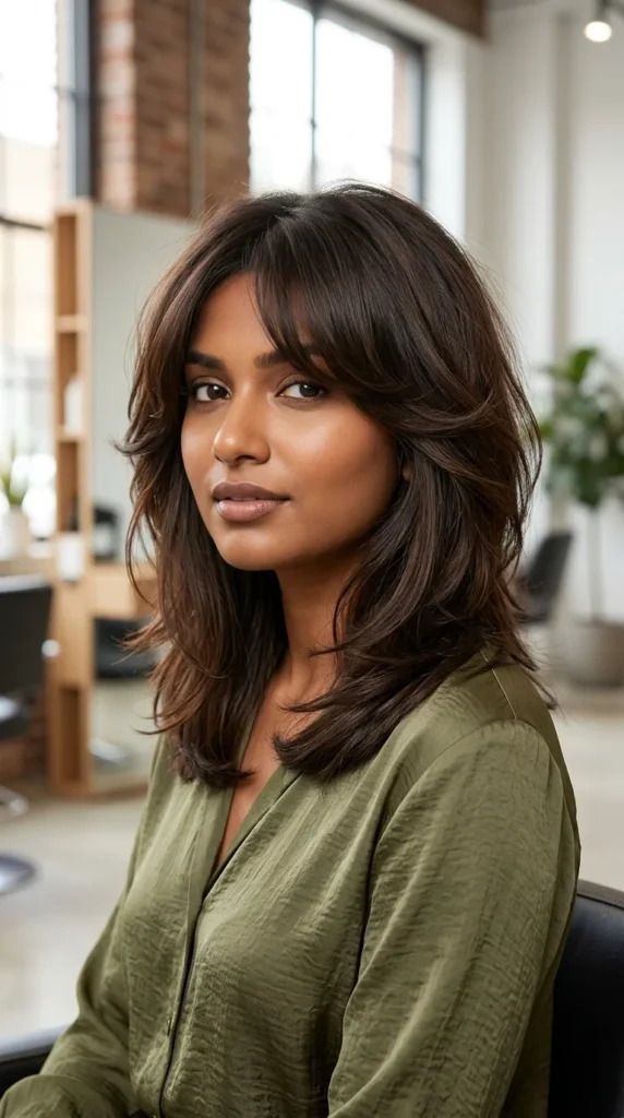 Heart-Shaped Layers with Curtain Bangs
