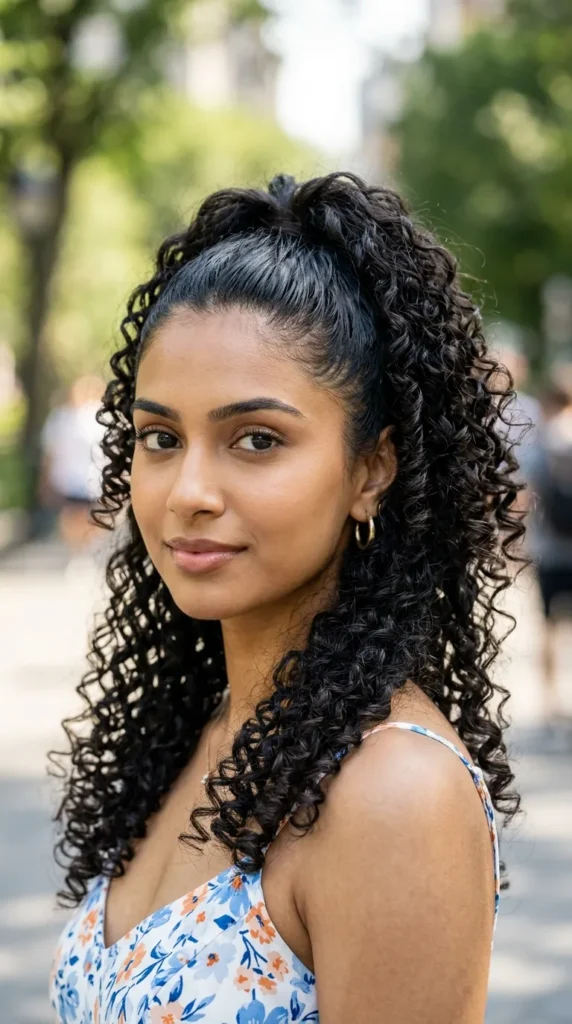High Ponytail with Spiral Curls