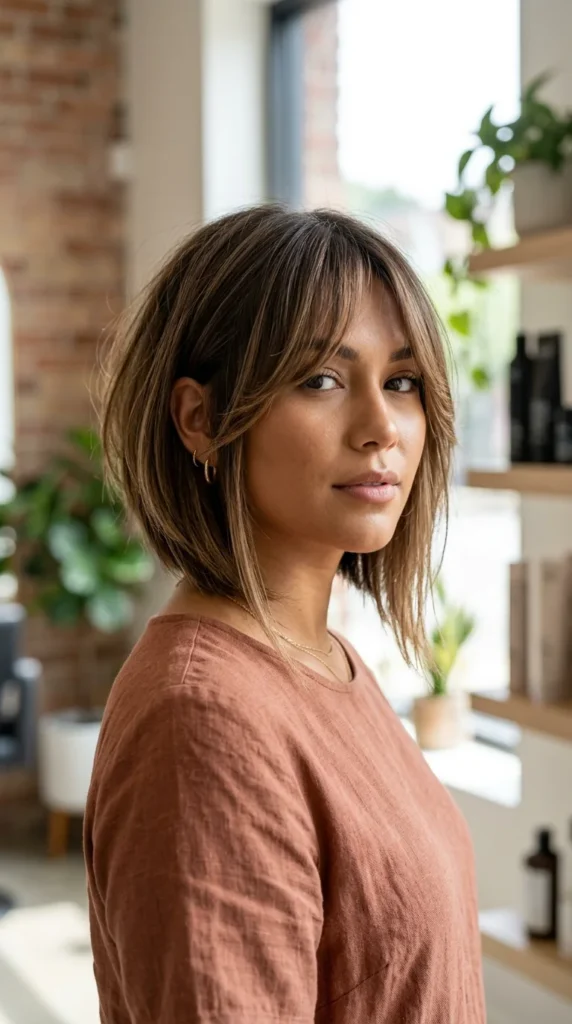 Inverted Bob with Long Curtain Bangs