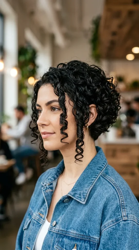 Inverted Curly Bob with Defined Shape