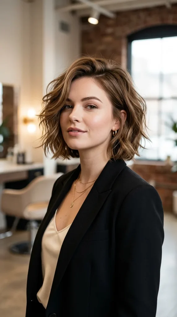 Italian Bob for Round Face with Volume