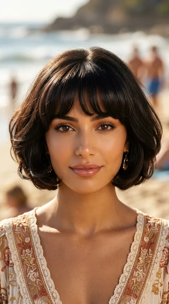 Italian Bob with Bouncy Blowout and Fringe