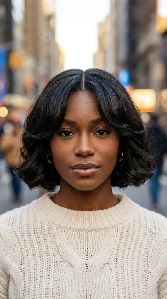 Italian Bob with Center-Part Curtain Bangs