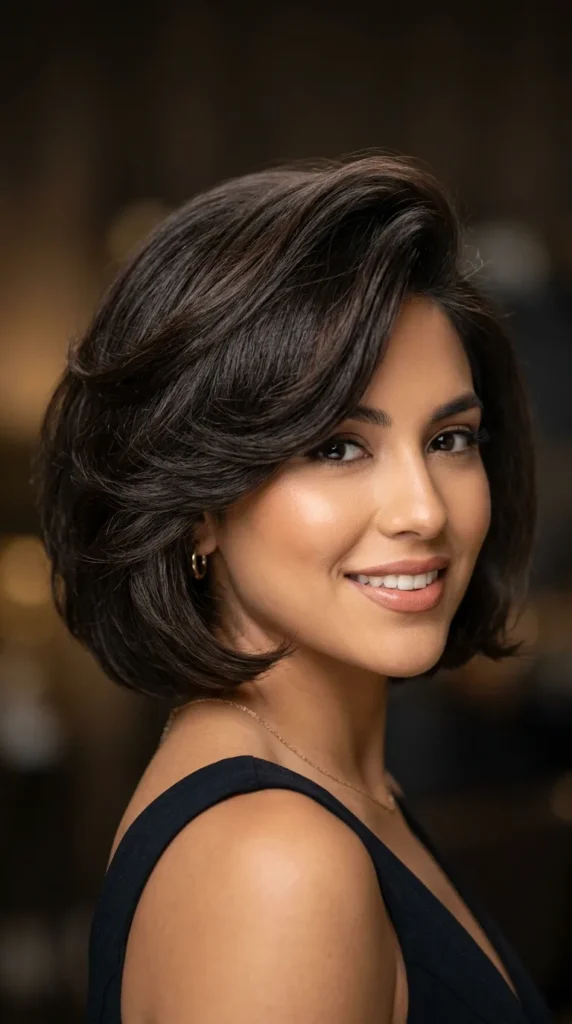 Italian Bob with Deep Side Part and Side Bangs