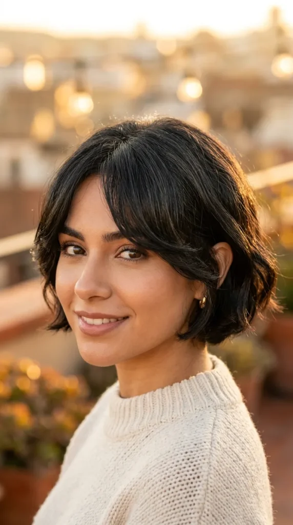 Italian Bob with Long Curtain Bangs
