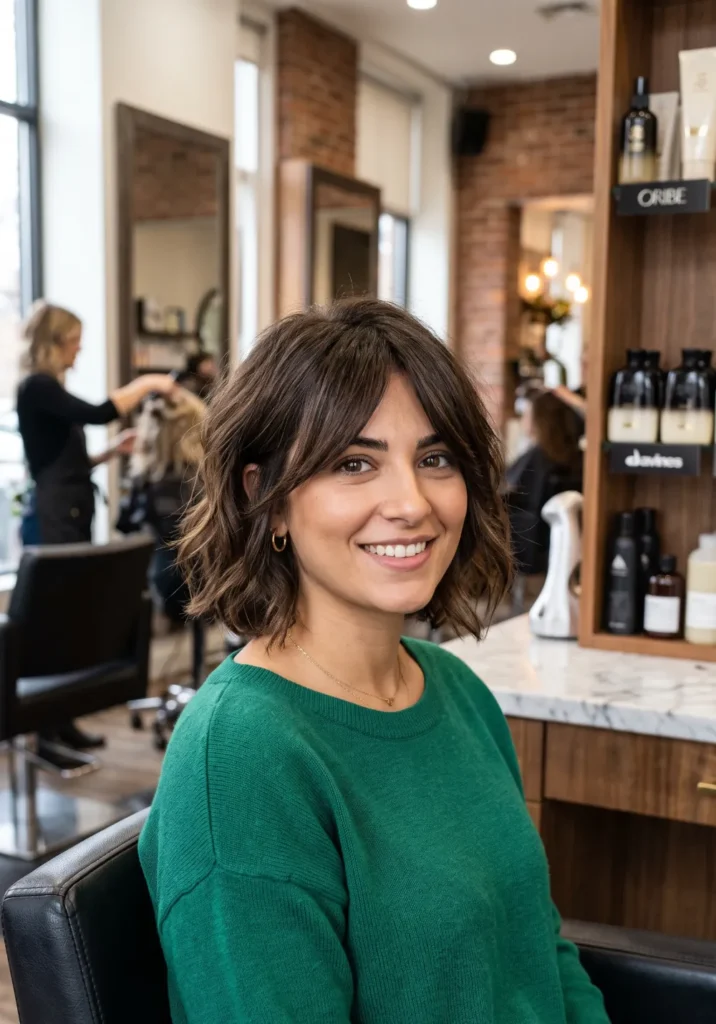 Italian Bob with Long Side-Swept Bangs