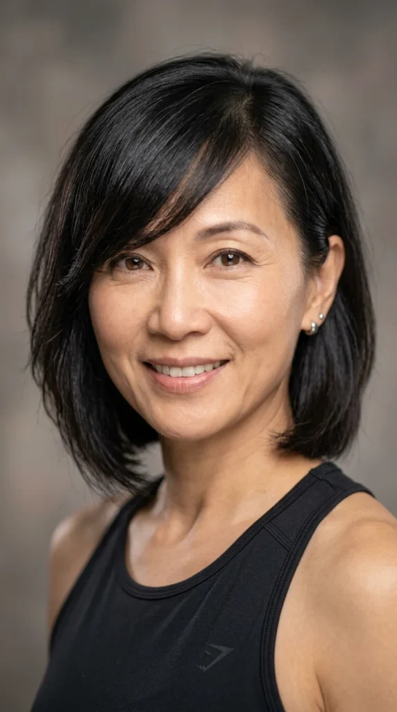Italian Bob with Long Side-Swept Fringe