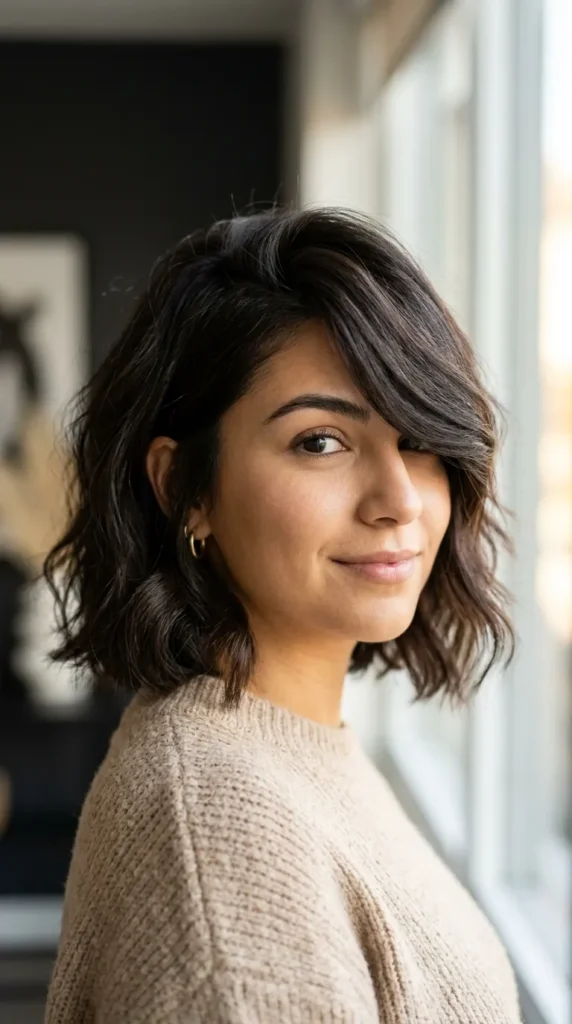 Italian Bob with Side-Swept Bangs