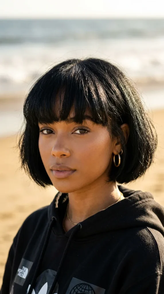 Italian Bob with Thick Full Bangs