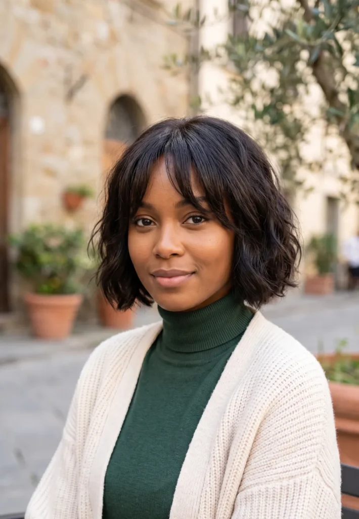 Italian Bob with Wispy Curtain Bangs