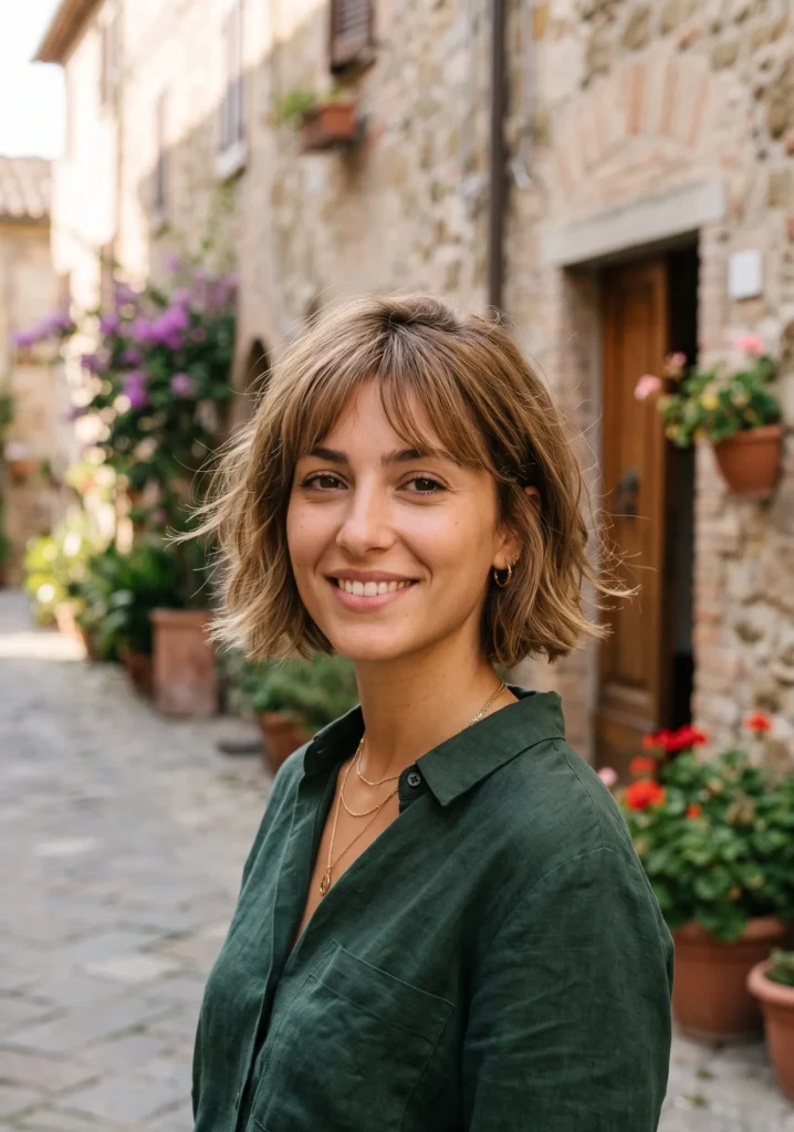 Italian Bob with Wispy Fringe for Fine Hair
