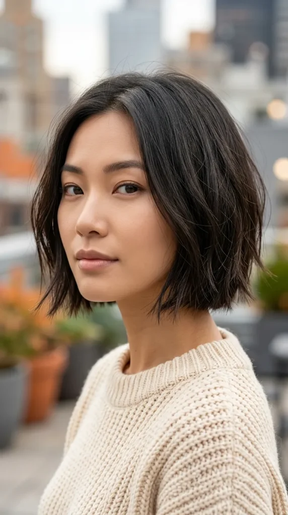 Jaw-Length Bob for Thin Hair with Choppy Ends
