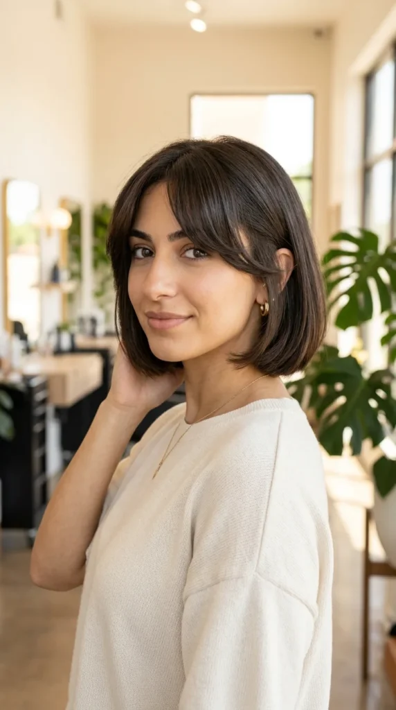 Jaw-Length Bob with Curtain Bangs