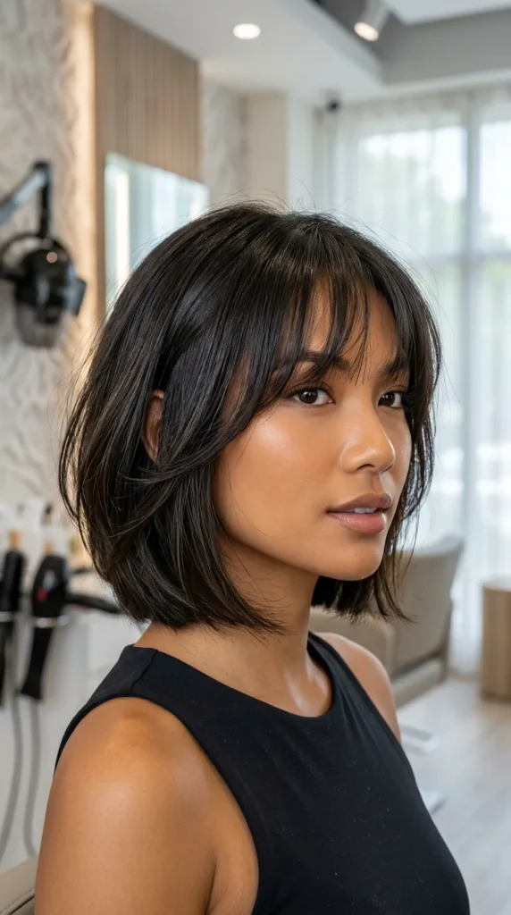 Jaw-Length Bob with Feathered Bangs