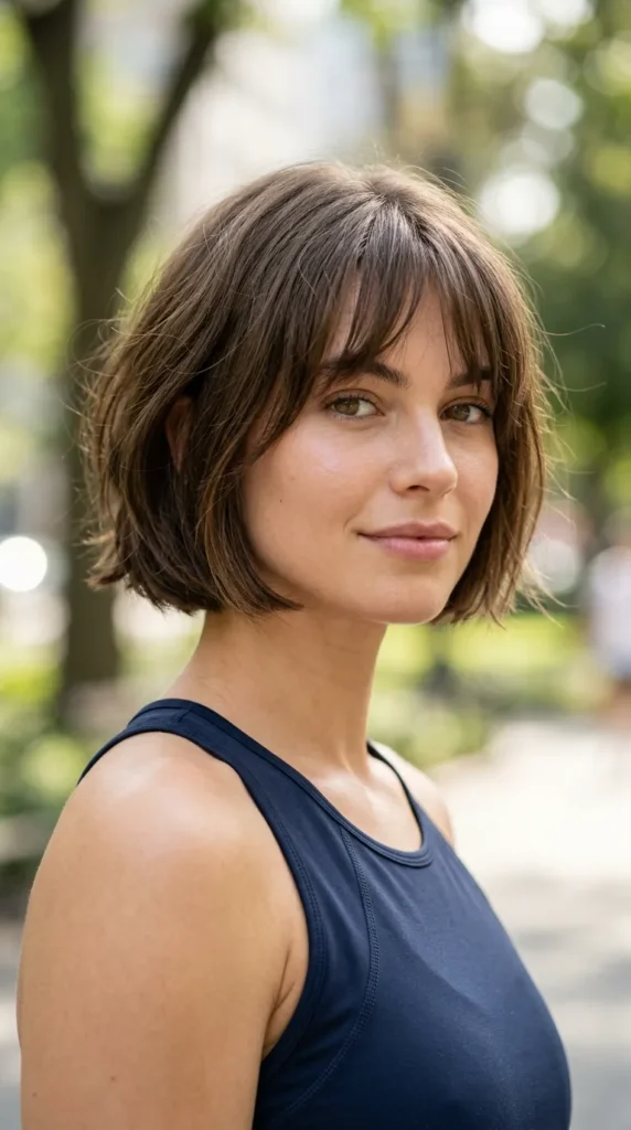 Jaw-Length Italian Bob with Wispy Curtain Bangs