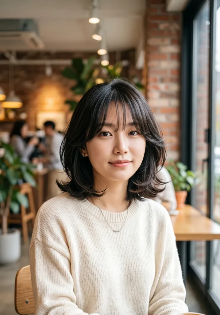  Korean Bob with Curtain Bangs