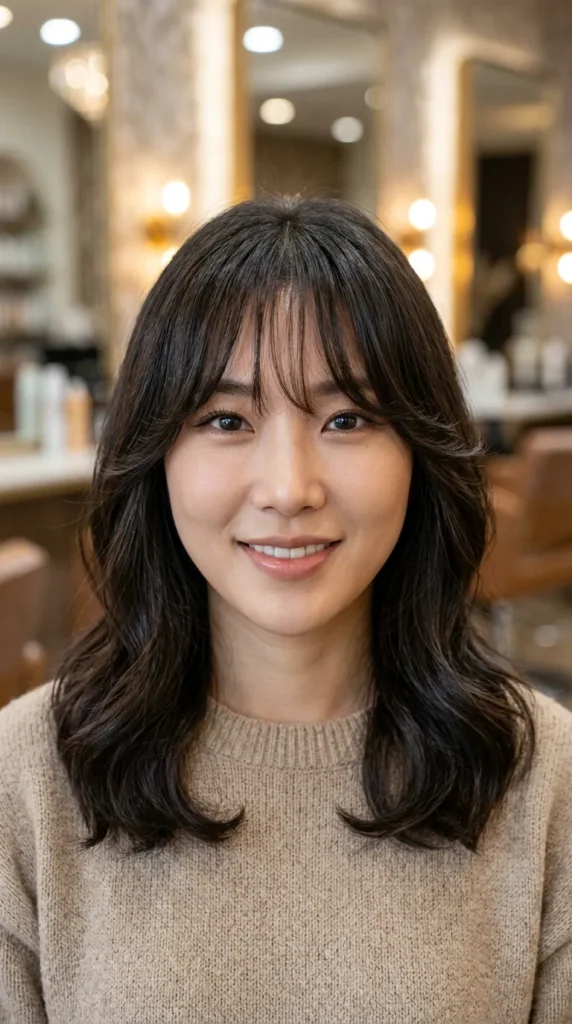 Korean Curtain Bangs for Heart-Shaped Faces