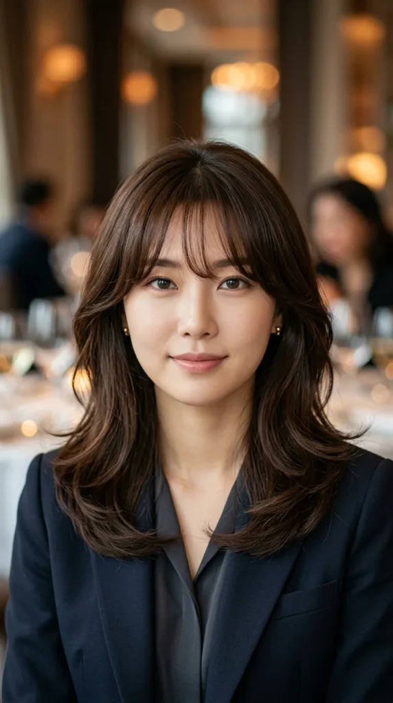 Korean Curtain Bangs for Medium Hair