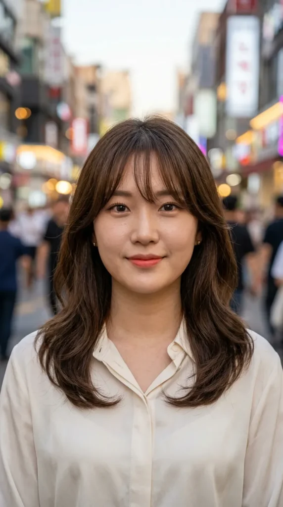 Korean Curtain Bangs for Round Faces