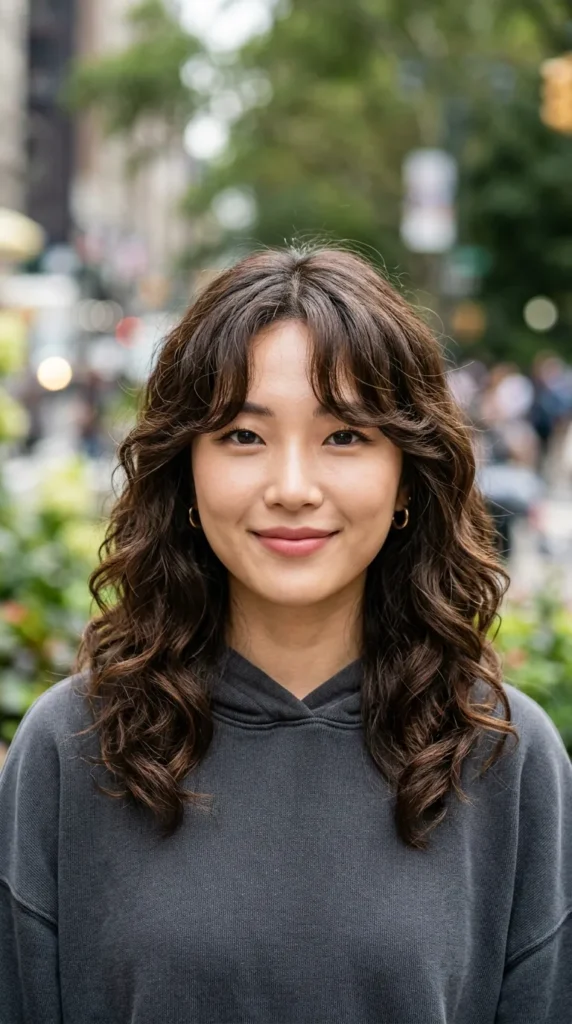 Korean Curtain Bangs for Wavy Hair
