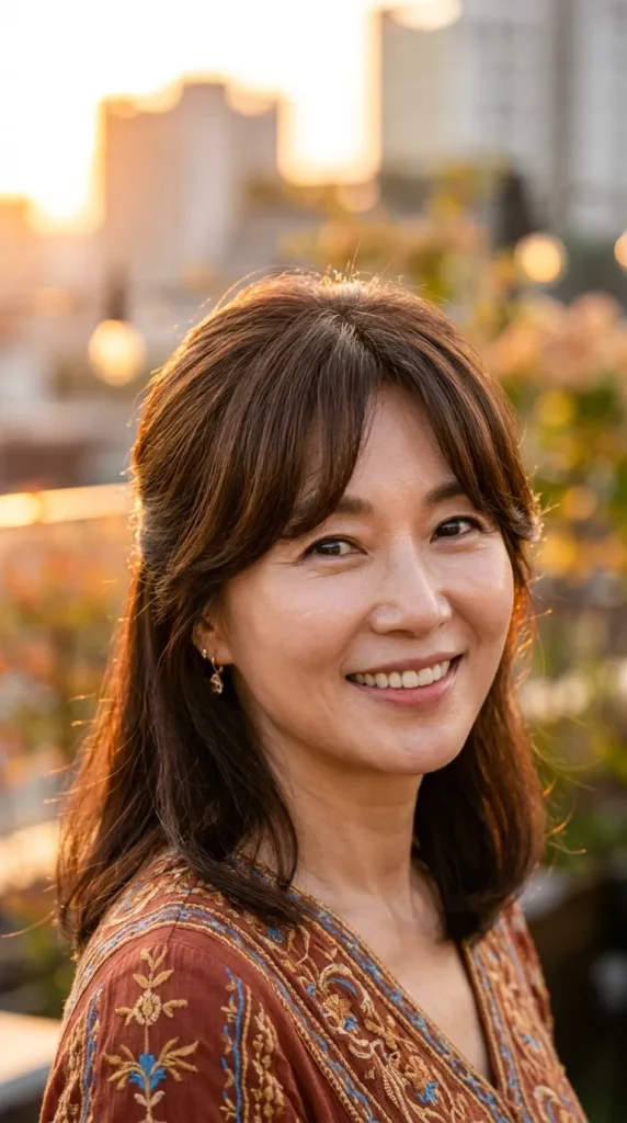 Korean Curtain Bangs for Women Over 50