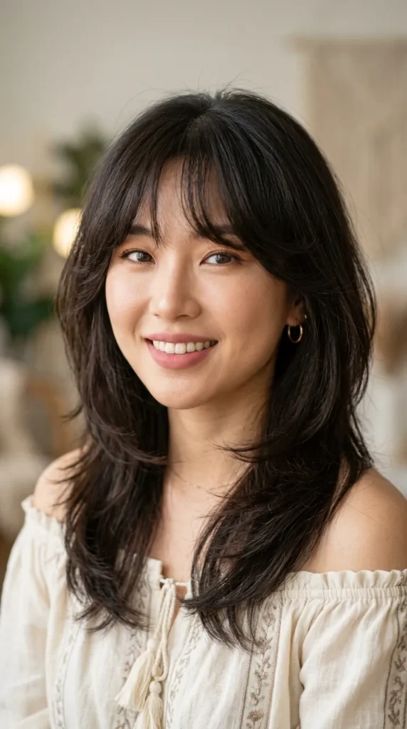Korean Curtain Bangs with Airy Hush Layers