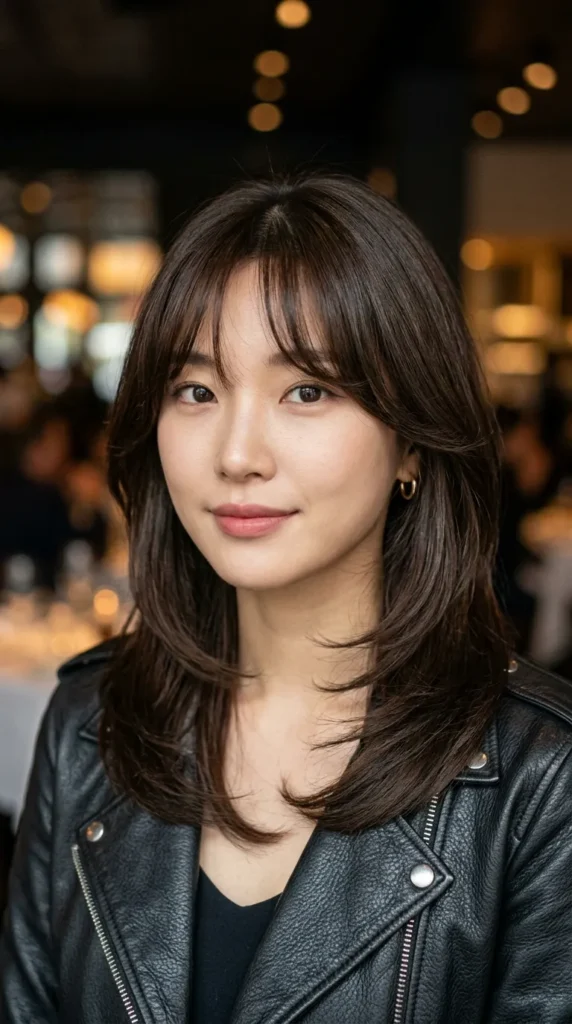 Korean Curtain Bangs with Face-Framing Layers