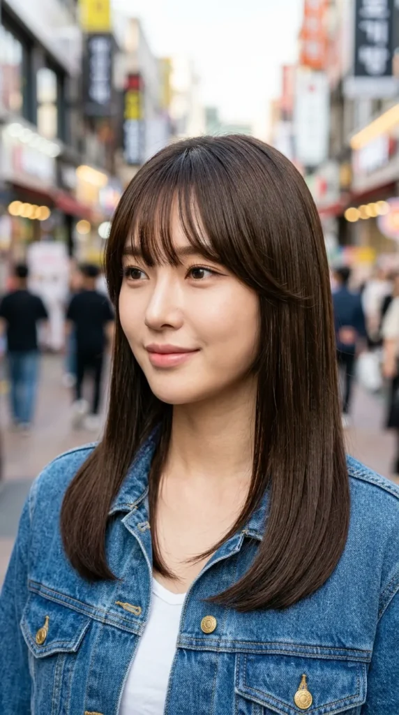 Korean Curtain Bangs with Glass Hair