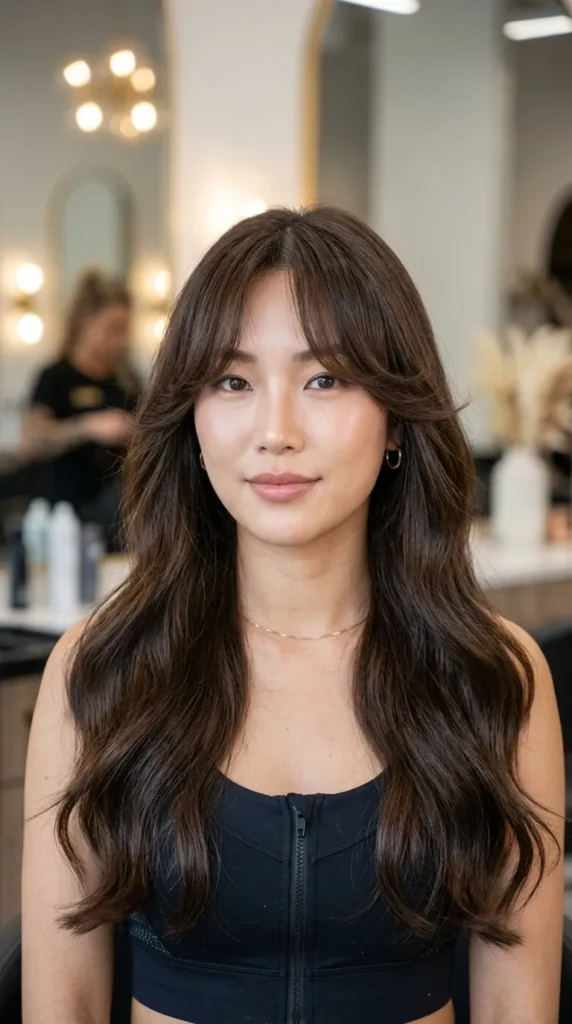 Korean Curtain Bangs with Long Hair